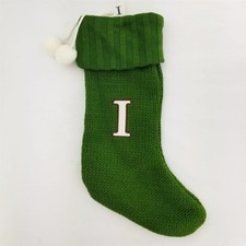 Initial Letter I Monogram Knit Knitted 18" Holiday Stocking Xmas Green Target