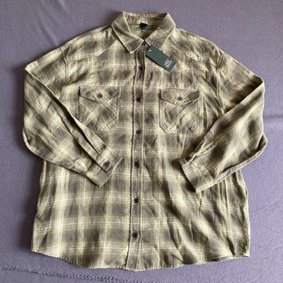 Wild Fable Oversized Flannel Shirt Women's Large Olive Green Plaid Button Up NEW