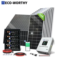 ECO-WORTHY 2KW 3KW 5KW Solar Panel Kit+5000W Inverter+48V 100Ah LiFePO4 Battery