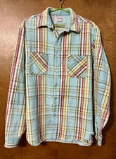 70s Vintage JC PENNEY BIG MAC Flannel Shirt Retro Plaid Button Up Size Large