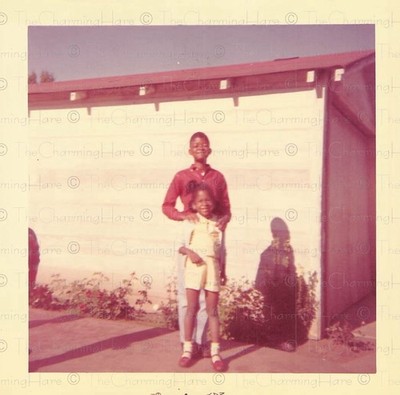 Vintage Photo 1967 African American Siblings Smiling Outdoors Snapshot