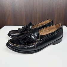Vintage G.H. Bass Co Black Leather Loafers Tassels Distressed - Men's 11.5 D