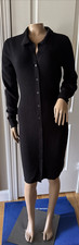 QUINCE Knit Button Up Sweater Ribbed Dress Long Sleeves Size M Black NWT