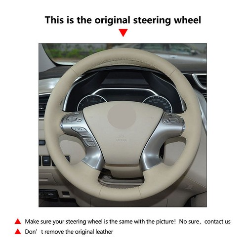 DIY Beige Steering Wheel Sewing Leather Cover For Nissan Pathfinder 2013-2019 - Picture 6 of 6