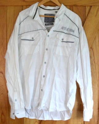 Affliction Shirt Mens XXL Button Up Shirt Long Sleeve Embroidered Spellout Rodeo