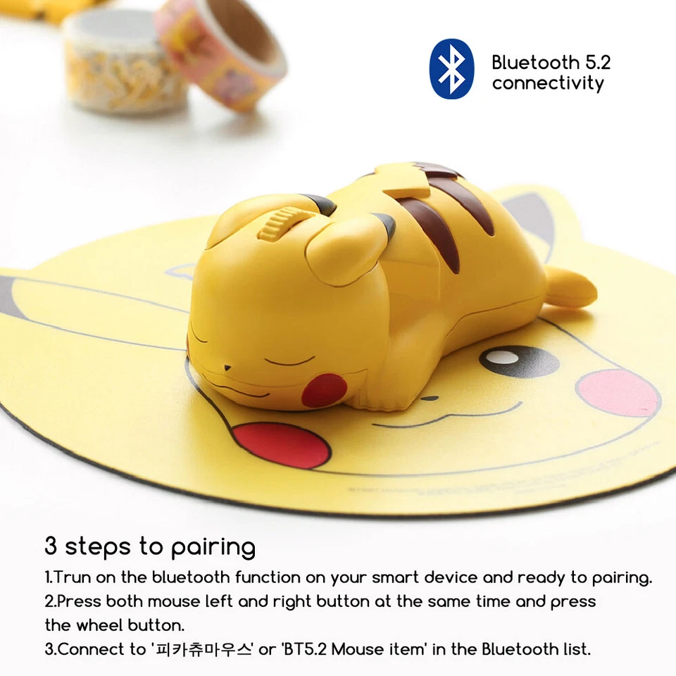 Pikachu Wireless Mouse 1200DPI Pokemon Bluetooth Limited Edition with Mouse PadA - Image 3 of 4
