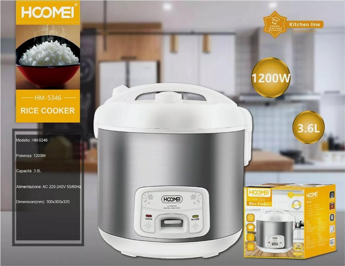 Cuociriso Familiare 3.6 Litri | 1200W Vaporiera per Grandi Cene