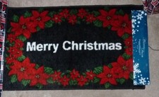 NEW Holiday Decor Merry Christmas XMAS Poinsettia Rug 18" X 30" NEW NWT