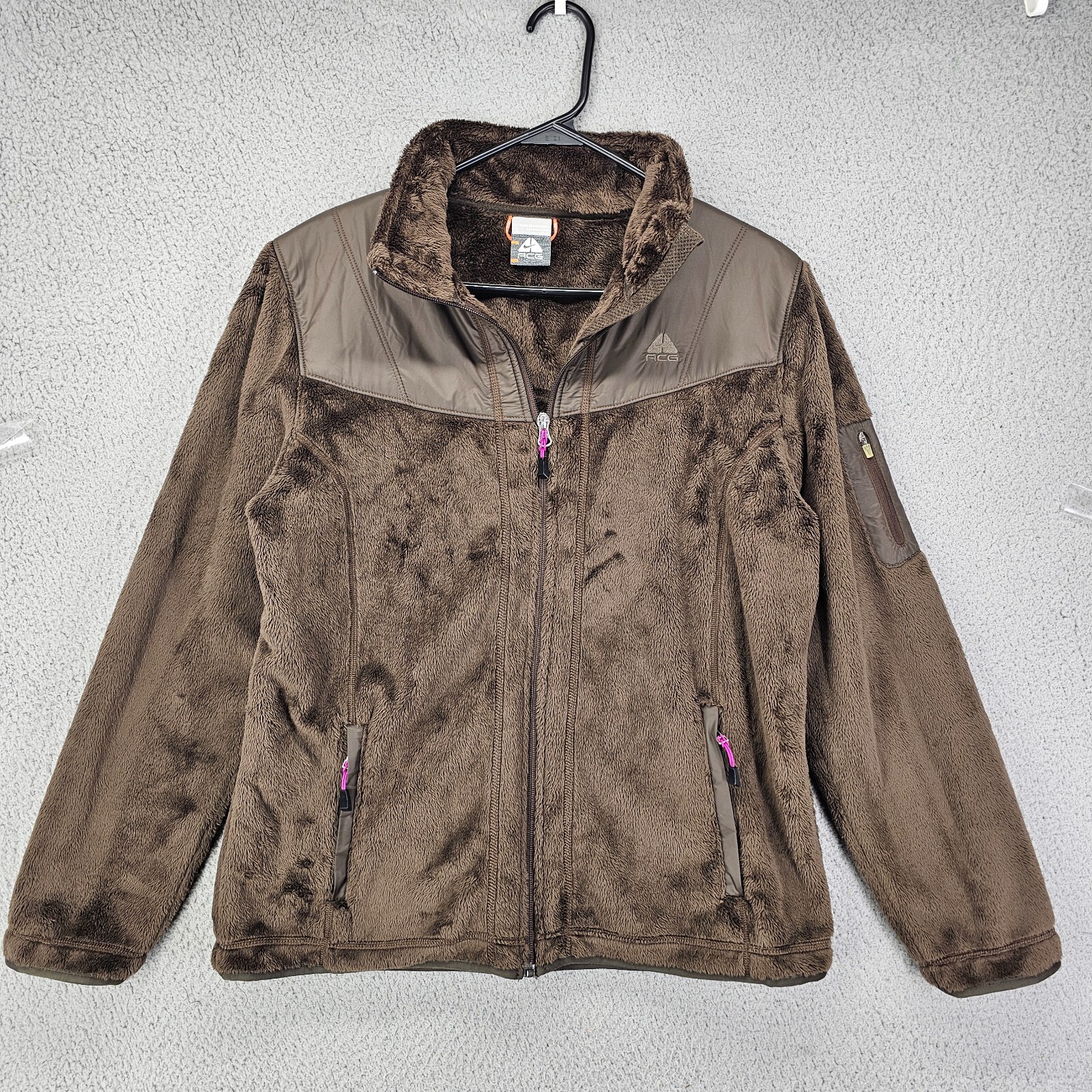 SACAI X NIKE Giacca Nike ACG donna grande marrone ibrida full zip sherpa pile manica lunga