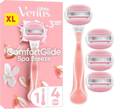 Gillette Venus Rasierer, Comfortglide Spa Breeze Starterpack Mit 4 Ersatzklingen