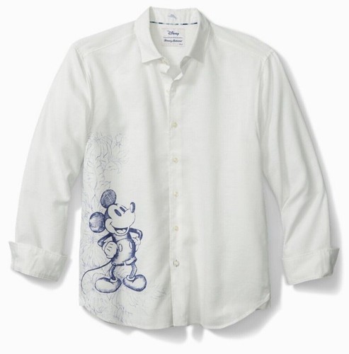 $158 TOMMY BAHAMA MENS DISNEY SKETCHED IN LEAVES MICKEY HAWAIIAN SHIRT XL NWOT - Picture 2 of 10