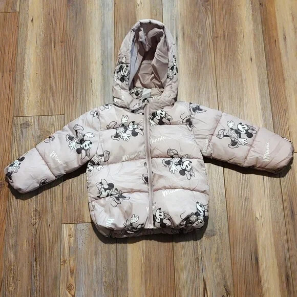 Girl's H&M Disney Minnie Mouse Puffer Jacket 2T UK