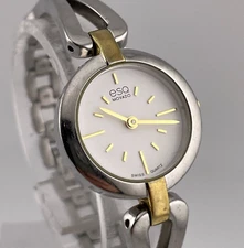 ESQ Movado Watch Womens 24mm Two Tone Case Band Quartz Three Hands