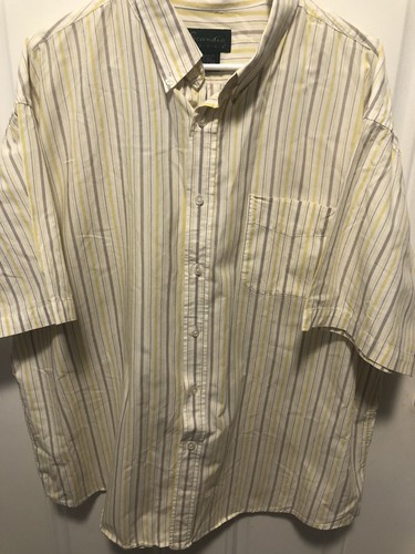 Scandia Woods yellow/brown striped S/S shirt 2XL. #198