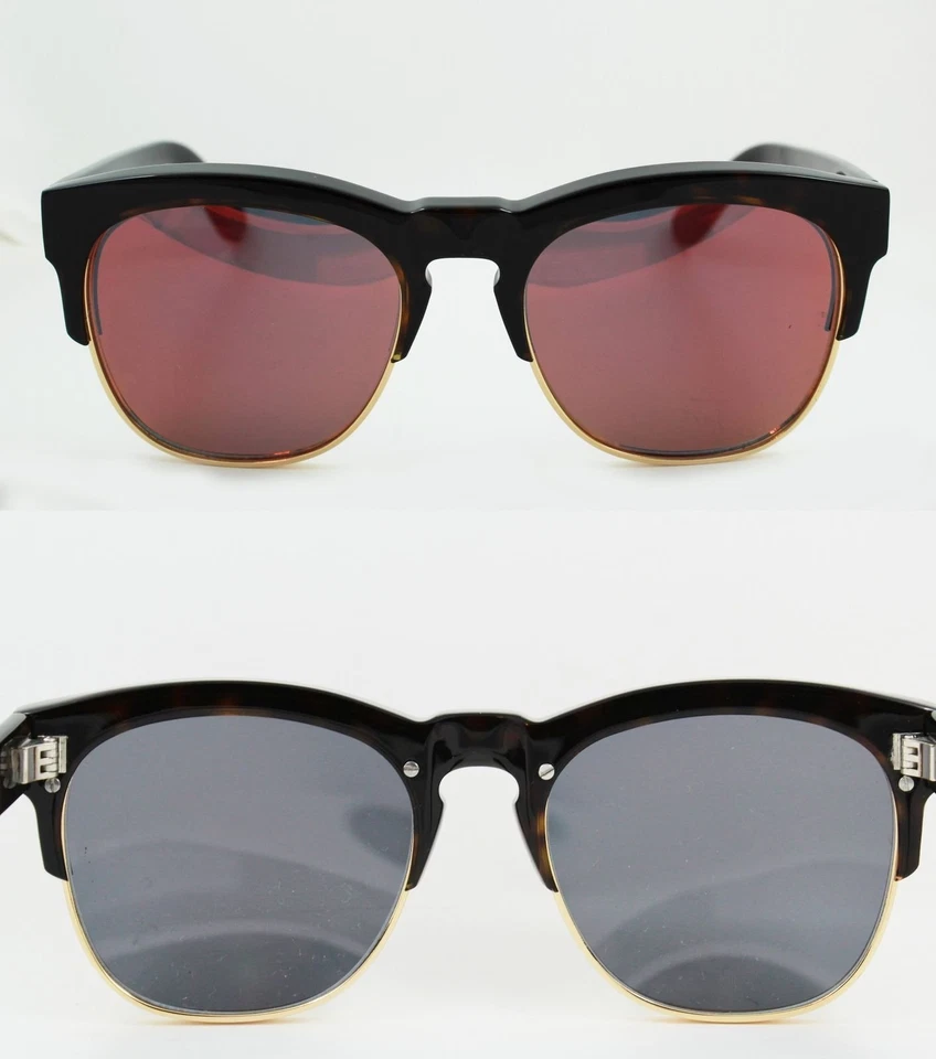 Wildfox Clufox Deluxe Sunglasses Gold Half Rim Tortoise Frame Iridium Mirror - Изображение 2 из 4