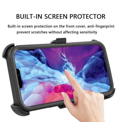 For iPhone 14 13 Pro 14 Pro Max 13 Mini Rugged Case Built in HD Screen Protector - Picture 3 of 25