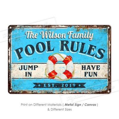 Custom Metal Sign, Swimming Pool Sign, Pool Rules, Bathroom Sign, Personalized G