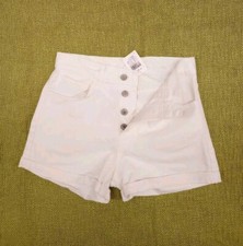 Brandy Melville White Button Fly Shorts Size Medium Nwt