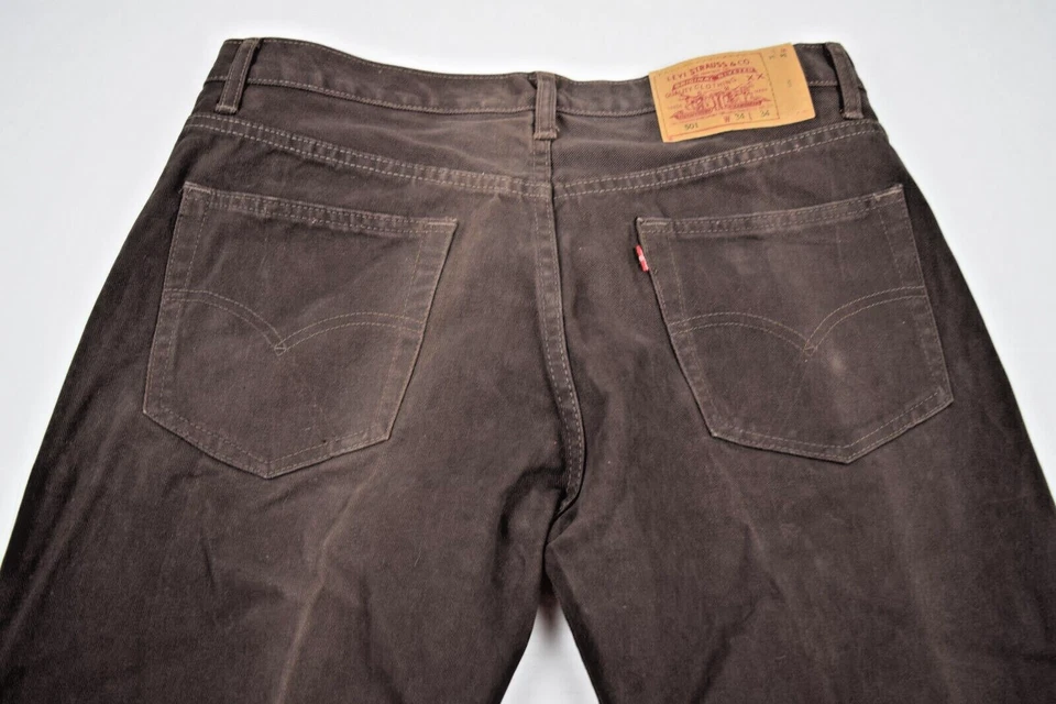 Vintage Levis 501 Jeans Retro Big E Button Fly 34 x 28 80s Brown c.1988 - Image 3 of 4