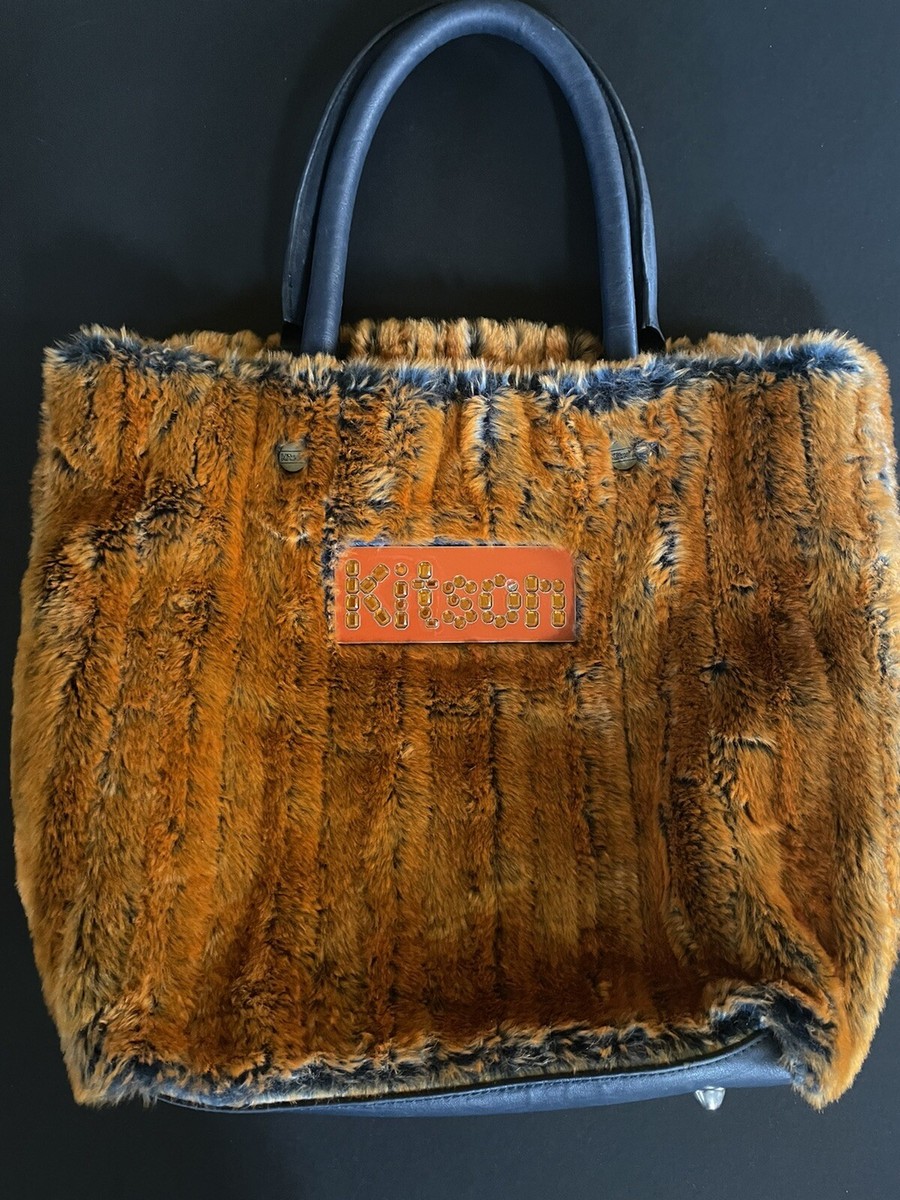 vintage Early 90's KITSON fun fur tote W/ Rhinestone logo | eBay
