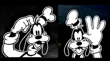 Goofy Waving Peeking Two 5" White Vinyl Decal Car Truck Window laptop notebook