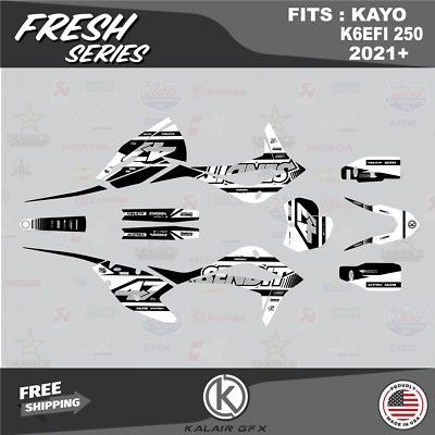 Graphics Kit for KAYO K6EFI 250 Dirt Bike (2021+) Fresh Series - White