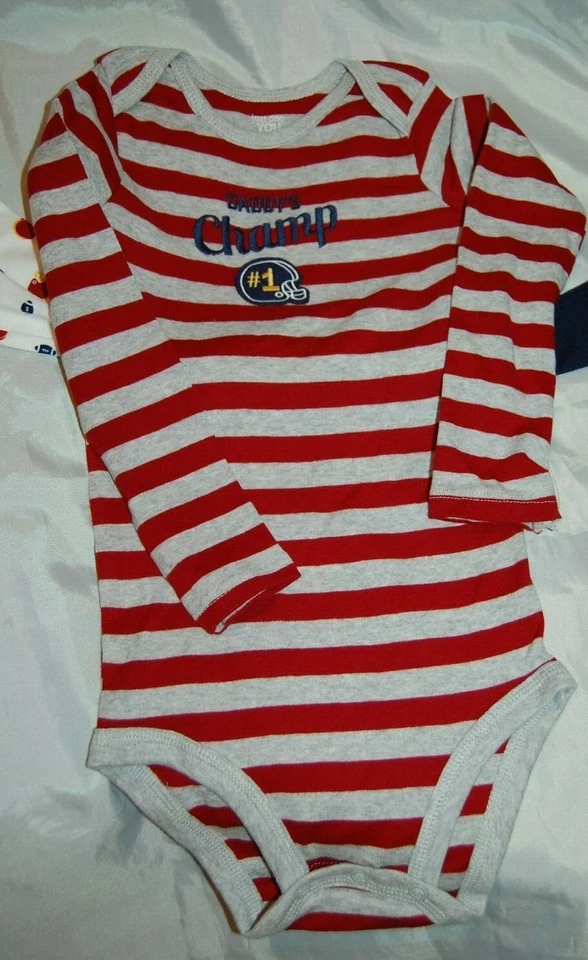 NWOT 3Pc Infant Baby Boys Just One You Car Sports Football Bodysuit Size 24M — 第 3/4 张图片
