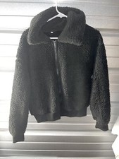 Sz Small Black Fleece Crop Long Sleeve Pullover Hoodie 105 z