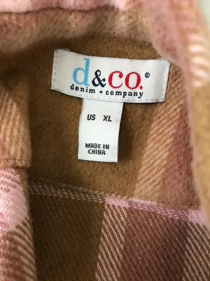 Denim & Co. Chaqueta/bolsillos largos a cuadros sin cuello - sándalo (talla XL) a627204 - Foto 3 de 4