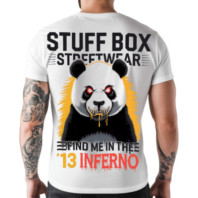 Stuff Box Herren Shirt Rundhals kurzarm Inferno Panda weiß STB-1313 gR S - 5XL
