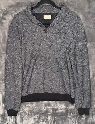 Marine Layer Sweater Men Medium Grey Shawl Cowl Collar Button