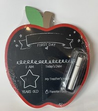 Apple Shaped Chalkboard Sign First Day of School 9 1/4 inches tall