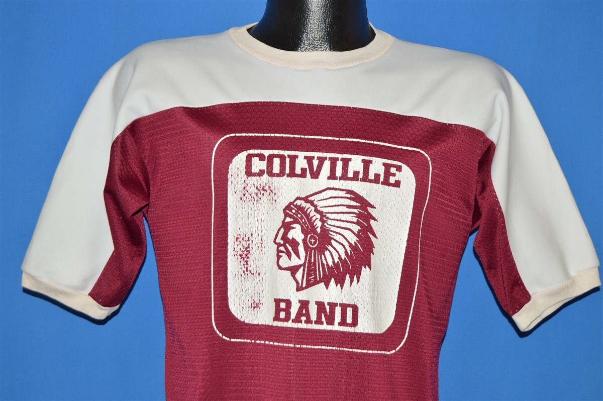vintage 80s COLVILLE HIGH SCHOOL BAND NATIVE AMERICAN JERSEY t 