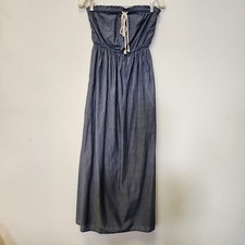 Gap Dress XS Blue Strapless Beach Maxi Beads Boho Festival Hippie Garden Summer