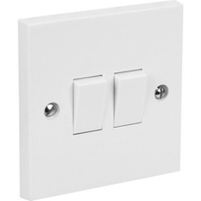 CED AXIOM 2 GANG 2 WAY DOUBLE LIGHT SWITCH 10A WHITE PLASTIC CEDS22 AXMS22
