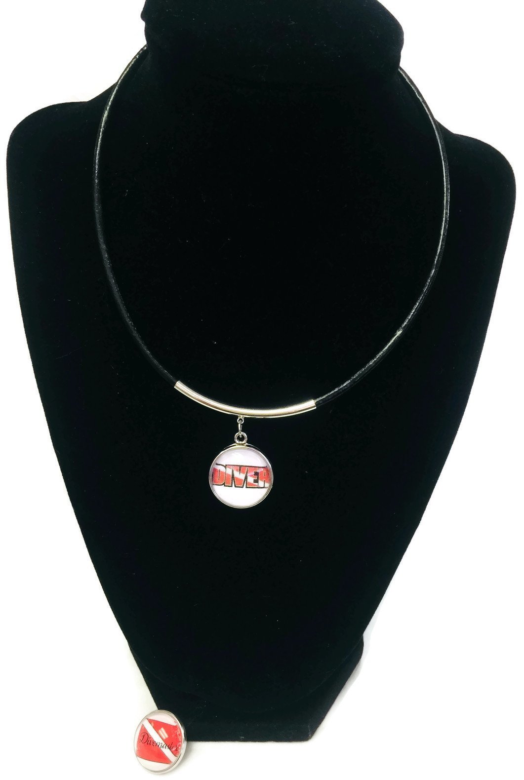 SCUBA Divemaster Diver Flag and DIVER 15" Necklace with 2 18MM 20MM