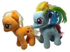 My Little Pony TY Sparkle Rainbow Dash and Applejack Beanie Baby Lot of Two 7 in