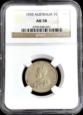 1935 M SILVER AUSTRALIA SHILLING KING GEORGE V COIN NGC ABOUT