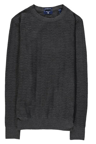 GANT Maglione Uomo In Lana D'Agnello Superfine - Girocollo Regular Fit, Dark Navy Melange, Taglia XXX-Large - Facile Da Pulire