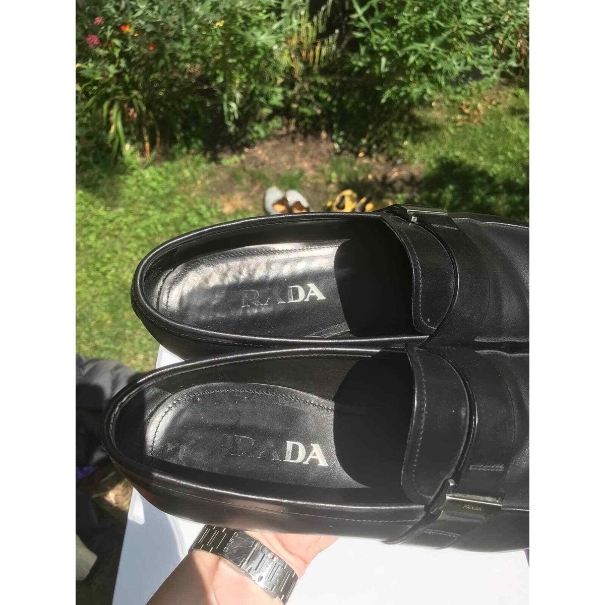 Prada 7 1/2 Slip On Loafer Rubber Sole 2DE081 Black 9W | eBay