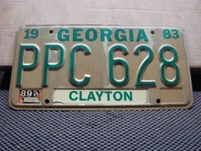 LICENSE PLATE  GEORGIA  1983  PPC 628   CLAYTON COUNTY   AS RECEIVED