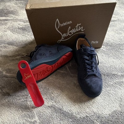 Christian Louboutin Herren Wildleder Sneaker Blau Low Top Schnürung EU 39