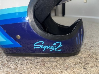 VINTAGE SHOEI SUPRA X MOTORCYCLE HELMET MOTOCROSS XL BLUE SUZUKI