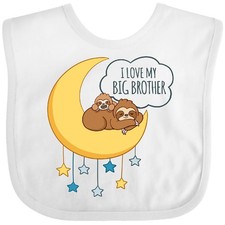 Inktastic I Love My Big Brother Baby Bib Brothers Bro Lil Sister Sloths Lover