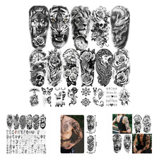 Temporary Tattoos Sets for Men Women Adults, Tiger Lion Wolf Designs, 92 Sheets