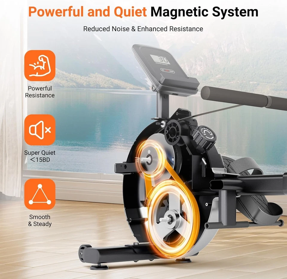 Máquina de remo de fila magnética remo 16 niveles cardio gimnasio en casa equipo de ejercicio Foto 3 de 4