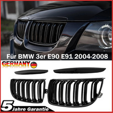 für BMW 3er E90 E91 04-08 Nieren Grill GLANZ SCHWARZ Doppelelsteg Kühlergrill