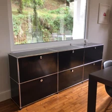 Classic Modern Storage Cabinet Free-Standing Storge Organizer Media Unit Metal