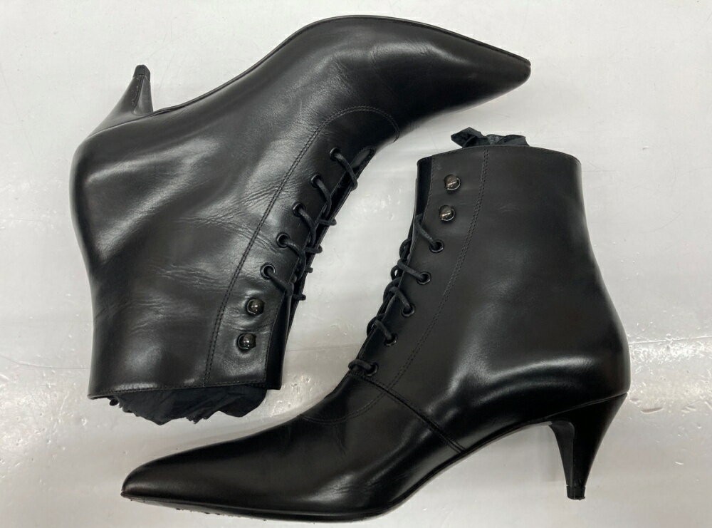 Saint Laurent Short Boots Shoes EU 36.5 US 6.5 Leather Black Authentic thumbnail 5