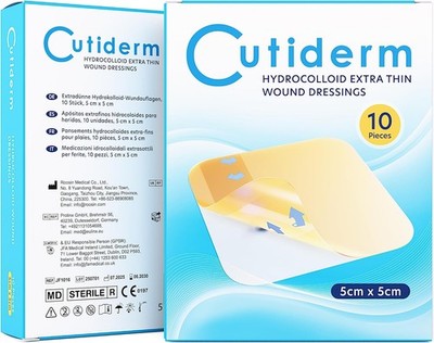Hydrokolloid Extra Dünn Wundauflagen, steril, 10 Stück (5cm x 5cm)